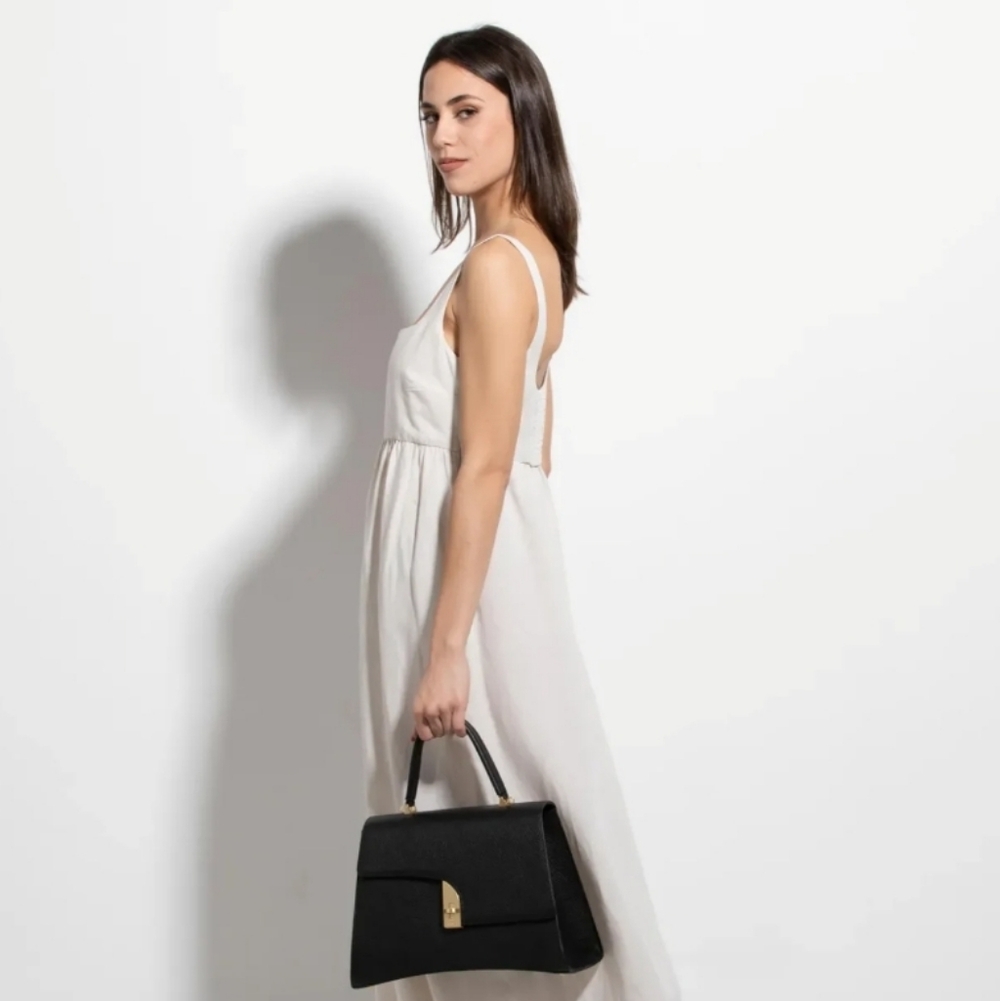 Arcadia Black Pebbled Leather Bag